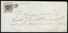 1850 - 10 Cent. Grigio Nero, Carta A Mano (2c), Perfetto, Isolato Su Sovracoperta Di Lettera Da Pado... - Lombardy-Venetia