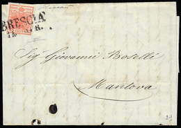 1851 - 15 Cent. Rosso Vermiglio, II Tipo, Carta A Mano (4), Perfetto, Su Lettera Da Brescia 14/4/185... - Lombardy-Venetia