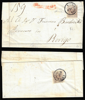 1853 - 30 Cent. Bruno, II Tipo, Carta A Mano (8), Due Esemplari, Uno Al Verso, Su Lettera Raccomanda... - Lombardo-Vénétie