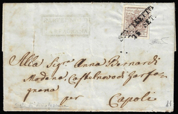 1855 - 30 Cent. Bruno Lillaceo, II Tipo, Carta A Mano, Pli D'accordeon (9), Perfetto, Su Lettera Da ... - Lombardy-Venetia