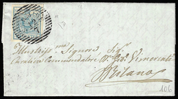 1854 - 45 Cent. Azzurro Ardesia, II Tipo, Carta A Mano (11), Perfetto, Su Lettera Da Sermide 12/7/18... - Lombardije-Venetië