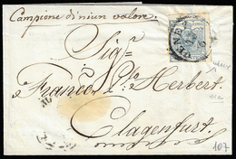 1854 - 45 Cent. Azzurro Verdastro, II Tipo, Carta A Mano (11a), Perfetto, Su Sovracoperta Di Lettera... - Lombardije-Venetië