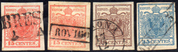 1851 - I Emissione, Carta A Coste Verticali (14/17), Usati, Perfetti. A.Zanaria Per I N. 14 E 16, Ce... - Lombardy-Venetia