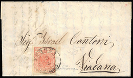 1852 - 15 Cent. Rosso Vermiglio, II Tipo, Carta A Coste Verticali (15), Perfetto, Su Lettera Da Vero... - Lombardije-Venetië