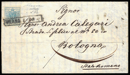 1852 - 45 Cent. Azzurro Ardesia, Carta A Coste Verticali (17b), Perfetto, Su Lettera Da Milano 1/10/... - Lombardo-Vénétie