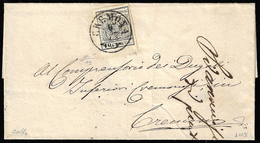 1858 - 10 Cent. Nero, Carta A Macchina (19), Perfetto, Isolato Su Sovracoperta Di Lettera Da Cremona... - Lombardy-Venetia