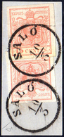 1854 - 15 Cent. Rosso Vermiglio, Carta A Macchina (20), Lieve Piega, In Affrancatura Mista Con 3 Kr.... - Lombardo-Vénétie