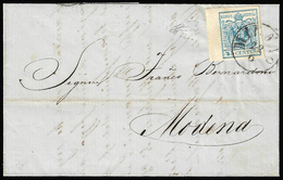 1858 - 45 Cent. Azzurro, Carta A Macchina (22), Bordo Di Foglio, Perfetto, Su Lettera Da Milano 22/6... - Lombardo-Venetien