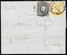 1859 - 2 Soldi Giallo, 3 Soldi Nero, Entrambi I Tipo (23,24), Perfetti, Su Lettera Da Vicenza 29/1/1... - Lombardy-Venetia