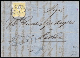 1859 - 2 Soldi Giallo, I Tipo (23), Perfetto, Isolato Su Lettera Da Padova 24/3 (ma Scritta A Triest... - Lombardije-Venetië