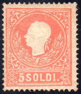 1859 - 5 Soldi Rosso, II Tipo (30), Gomma Originale, Perfetto. A.Diena.... - Lombardo-Venetien
