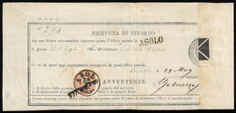 1863 - 10 Soldi Bruno Mattone (34), Perfetto, Su Ricevuta Di Ritorno Per Una Lettera Raccomandata Da... - Lombardo-Venetien