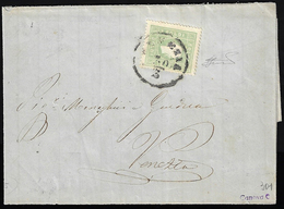 1863 - 3 Soldi Verde Giallo (35), Perfetto, Isolato Su Lettera Da Venezia 30/3/1863 Per Città. Ferra... - Lombardo-Venetien