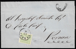1863 - 3 Soldi Verde Giallo (35), Perfetto, Isolato Su Sovracoperta Di Lettera Da Verona 13/4/1863 P... - Lombardy-Venetia