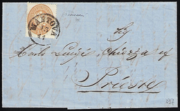1864 - 15 Soldi Bruno, Dent. 14 (40), Perfetto, Su Lettera Da Mantova 13/11/1864 A Trieste. Cert. Va... - Lombardije-Venetië