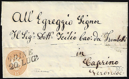 1864 - 15 Soldi Bruno, Dent. 14 (40), Perfetto, Su Lettera Da Udine 20/7/1864 A Caprino Veronese. Ce... - Lombardo-Vénétie
