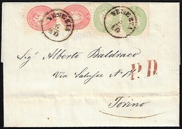 1865 - 3 Soldi Verde, Due Esemplari, 5 Soldi Rosa, Coppia, Tutti Dentellati 9 1/2 (42,43), Perfetti,... - Lombardy-Venetia