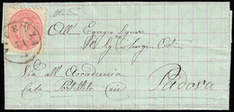 1864 - 5 Soldi Rosa, Dent. 9 1/2 (43), Perfetto, Su Lettera Di Colore Verde A Quadretti Rosa Da Vice... - Lombardy-Venetia