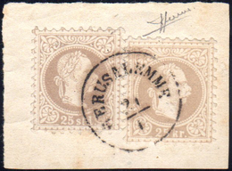 1867 - 25 Soldi Lilla Grigiastro, Stampa Grossa, Dent. 9 1/2 (6), In Affrancatura Mista Con 25 Kr. L... - Lombardo-Venetien