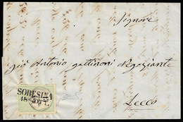 1856 - 15 Cent. Marca Da Bollo Tipografica (3), Perfetta, Su Lettera Da Soresina 18/10/1856 (punti 6... - Lombardy-Venetia