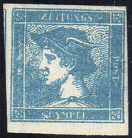 1851 - 3 Cent. Mercurio Azzurro Grigio, I Tipo, Carta A Coste Verticali (6), Nuovo Senza Gomma, Perf... - Lombardo-Venetien