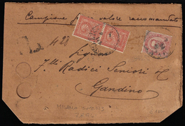 1894 - 2 Cent. De La Rue, Tiratura Di Torino, Coppia, In Affrancatura Mista Con 10 Cent. Umberto I (... - Autres & Non Classés