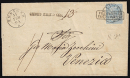 1864 - 15 Cent. De La Rue, Tiratura Di Londra (L18), Perfetto, Su Sovracoperta Di Lettera Da Foligno... - Otros & Sin Clasificación