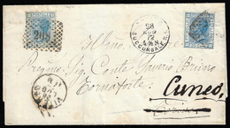 1872 - 20 Cent. Azzurro (T26), Perfetto, Su Sovracoperta Di Lettera Da Viterbo 26/7/1872 A Torino, R... - Sonstige & Ohne Zuordnung