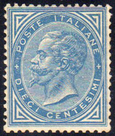 1877 - 10 Cent. Azzurro (27), Buona Centratura, Gomma Integra, Perfetto. Bello! A.Diena, Cert. Ferra... - Other & Unclassified
