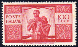 1946 - 100 Lire Democratica, Doppia Incisione (565e), Gomma Integra, Perfetto.... - Other & Unclassified