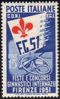 1951 - 15 Lire Ginnici, Stampa Del Giglio Fortemente Spostata A Sinistra (663c), Gomma Integra, Perf... - Autres & Non Classés