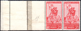 1954 - 25 Lire Pinocchio, Striscia Orizzontale Di Quattro, Due Esemplari Con Stampa Mancante - Dove ... - Other & Unclassified