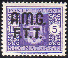 SEGNATASSE 1947 - 5 Lire, Senza Filigrana (4A), Gomma Originale, Perfetto. Raro.... - Sonstige & Ohne Zuordnung