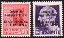 CASTIGLIONE D'INTELVI 1945 - 1 Lira Su 20 Cent. E 1 Lira Su Una Lira (4,12), Gomma Integra, Perfetti... - Non Classés