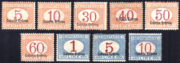 SEGNATASSE 1920/26 - Soprastampati In Basso, 8 Valori (14/15,17/21,24), Gomma Originale, Perfetti. S... - Eritrea
