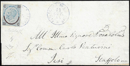 1865 - 15 Cent. Ferro Di Cavallo, I Tipo (E7), Perfetto, Su Frontespizio Di Lettera Con Annulli Al V... - Otros & Sin Clasificación