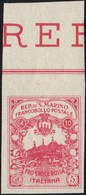 1916 - 10 + 5 Cent. Croce Rossa, Non Dentellato (CEI 50Aa, € 1.500), Bordo Di Foglio, Gomma Integra,... - Sonstige & Ohne Zuordnung