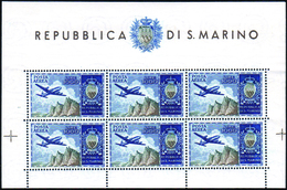 1954 - 1.000 Lire Aereo, Foglietto (16), Gomma Integra, Perfetto. Bello.... - Blokken & Velletjes