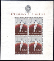 1955 - 250 Lire Ginnasta, Foglietto (17), Gomma Integra, Perfetto. Bello.... - Blocks & Sheetlets