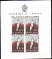 1955 - 250 Lire Ginnasta, Foglietto (17), Gomma Integra, Perfetto. Raybaudi.... - Blokken & Velletjes