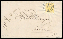 AUSTRIA 1858 - 1 Kr. Giallo, Carta A Macchina (1/I), Perfetto, Isolato Su Sovracoperta Di Circolare ... - Otros - Europa