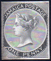 JAMAICA BRITISH COLONIES 1860 - 1 P. Regina Vittoria (1), Prova Di Conio Su Cartoncino Gessato Spess... - Otros & Sin Clasificación