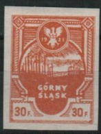 1921 Oberschlesien Upper Silesia Korfanty Uprising 30 Fen Orange Imperforated Signed St. Mikstein MNH** - Nuovi
