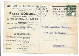 1937 OUTILLAGES FREDO GOEBEL LIEGE - DEMANET GOSSELIES SUR CARTE - Cartas & Documentos