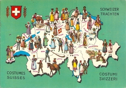 ( Carte Photo Couleur Representant Tous Les Costumes De Chaques Régions De SUISSE ) - Sent