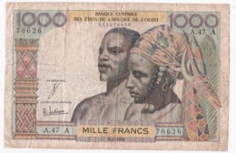 Côte D'Ivoire, 1000 Francs Type 1959-65, Alphabet A.147 A N° 70626 - Elfenbeinküste (Côte D'Ivoire)