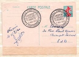 FRANCE ENTIER POSTAL 0.20 TYPE SEMEUSE DE PIEL CACHET CIE GENERALE TRANSATLANTIQUE PAQUEBOT FRANCE 11/05/1960 - Cartes Postales Repiquages (avant 1995)