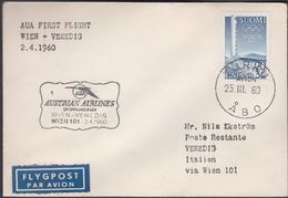 1960. AUA FIRST FLIGHT WIEN - VENEDIG 2.4. 1960.  AUSTRIAN AIRLINES ERÖFNUNGSFLIG WIE... (Michel 401) - JF304821 - Lettres & Documents