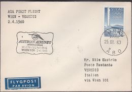 1960. AUA FIRST FLIGHT WIEN - VENEDIG 2.4. 1960.  AUSTRIAN AIRLINES ERÖFNUNGSFLIG WIE... (Michel 401) - JF304822 - Lettres & Documents