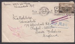 1932.  6/ 5 C AIR MAIL VANCOUVER SEP 23 1932. To Leeds, England. Air Mail.  (Michel 169) - JF304900 - Covers & Documents